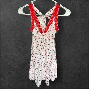 Wild Fable Women’s White Halter Mini Dress with Red Chili Peppers Size XXS
